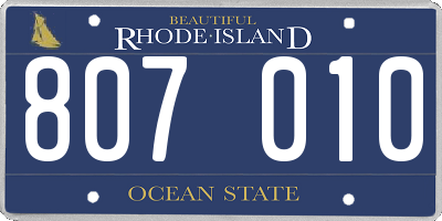 RI license plate 807010