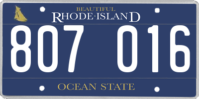 RI license plate 807016