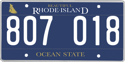 RI license plate 807018