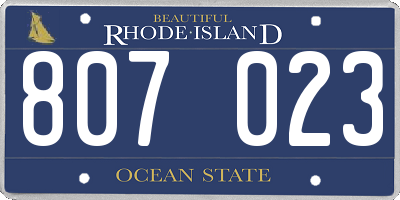 RI license plate 807023