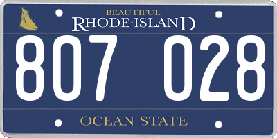 RI license plate 807028