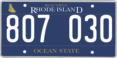 RI license plate 807030