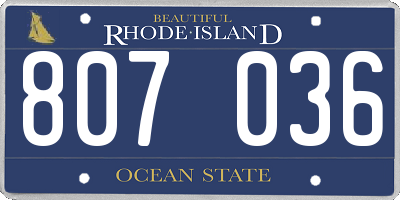 RI license plate 807036