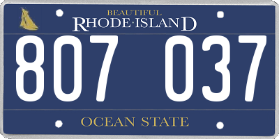RI license plate 807037