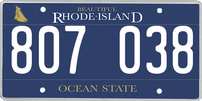 RI license plate 807038