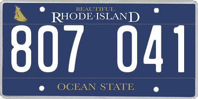 RI license plate 807041