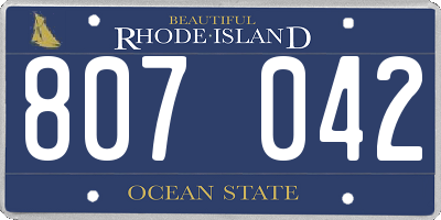 RI license plate 807042