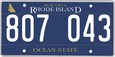 RI license plate 807043