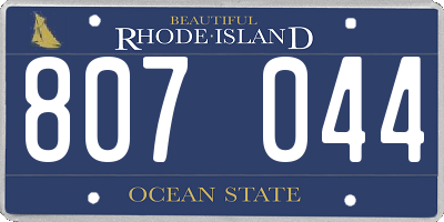 RI license plate 807044