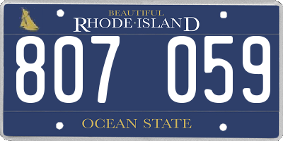 RI license plate 807059