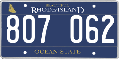 RI license plate 807062