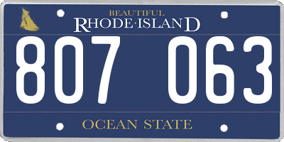 RI license plate 807063