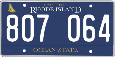 RI license plate 807064