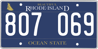 RI license plate 807069