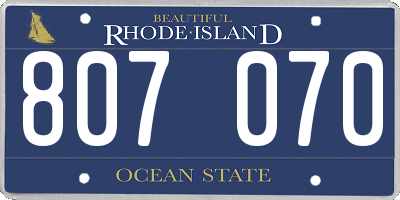 RI license plate 807070