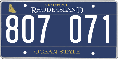 RI license plate 807071