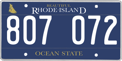 RI license plate 807072