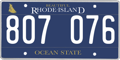 RI license plate 807076