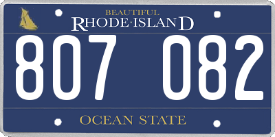 RI license plate 807082