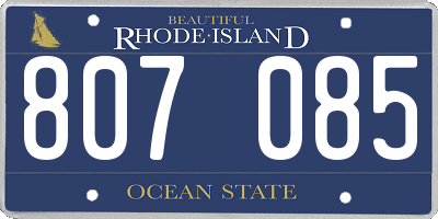 RI license plate 807085