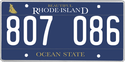 RI license plate 807086