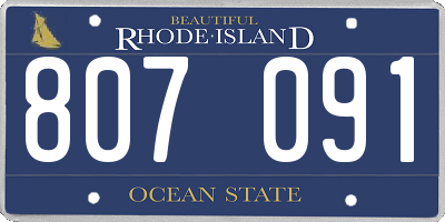 RI license plate 807091