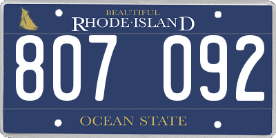 RI license plate 807092