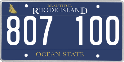 RI license plate 807100