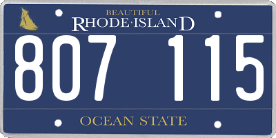 RI license plate 807115