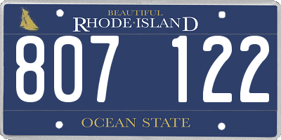 RI license plate 807122