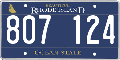 RI license plate 807124