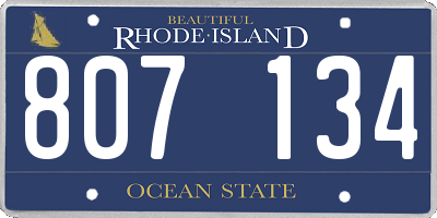 RI license plate 807134