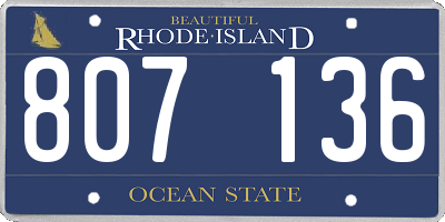 RI license plate 807136