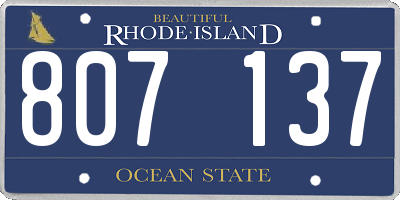 RI license plate 807137