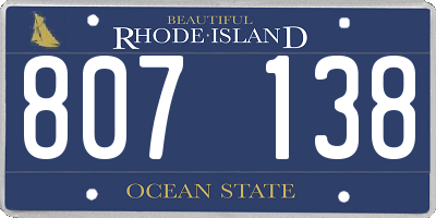 RI license plate 807138