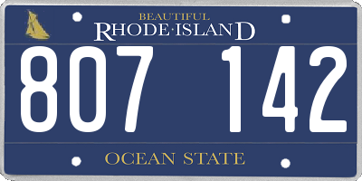 RI license plate 807142