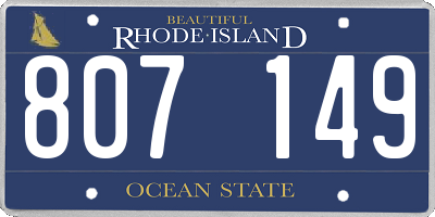 RI license plate 807149