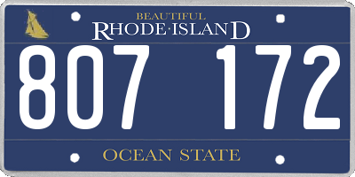 RI license plate 807172
