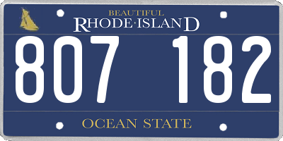 RI license plate 807182