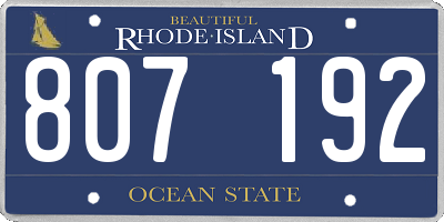 RI license plate 807192