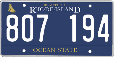RI license plate 807194