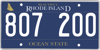 RI license plate 807200
