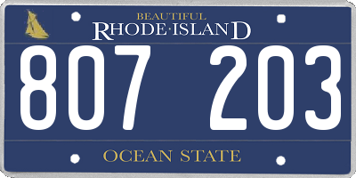 RI license plate 807203