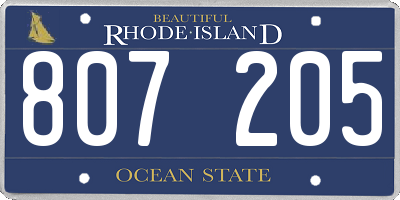 RI license plate 807205