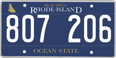 RI license plate 807206