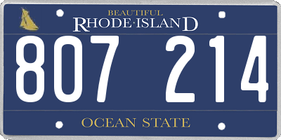 RI license plate 807214