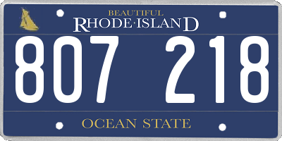 RI license plate 807218