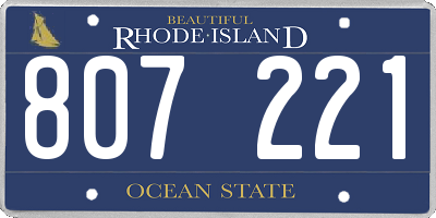 RI license plate 807221