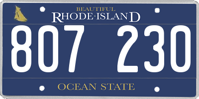 RI license plate 807230