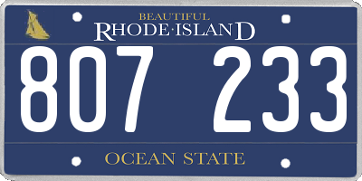 RI license plate 807233